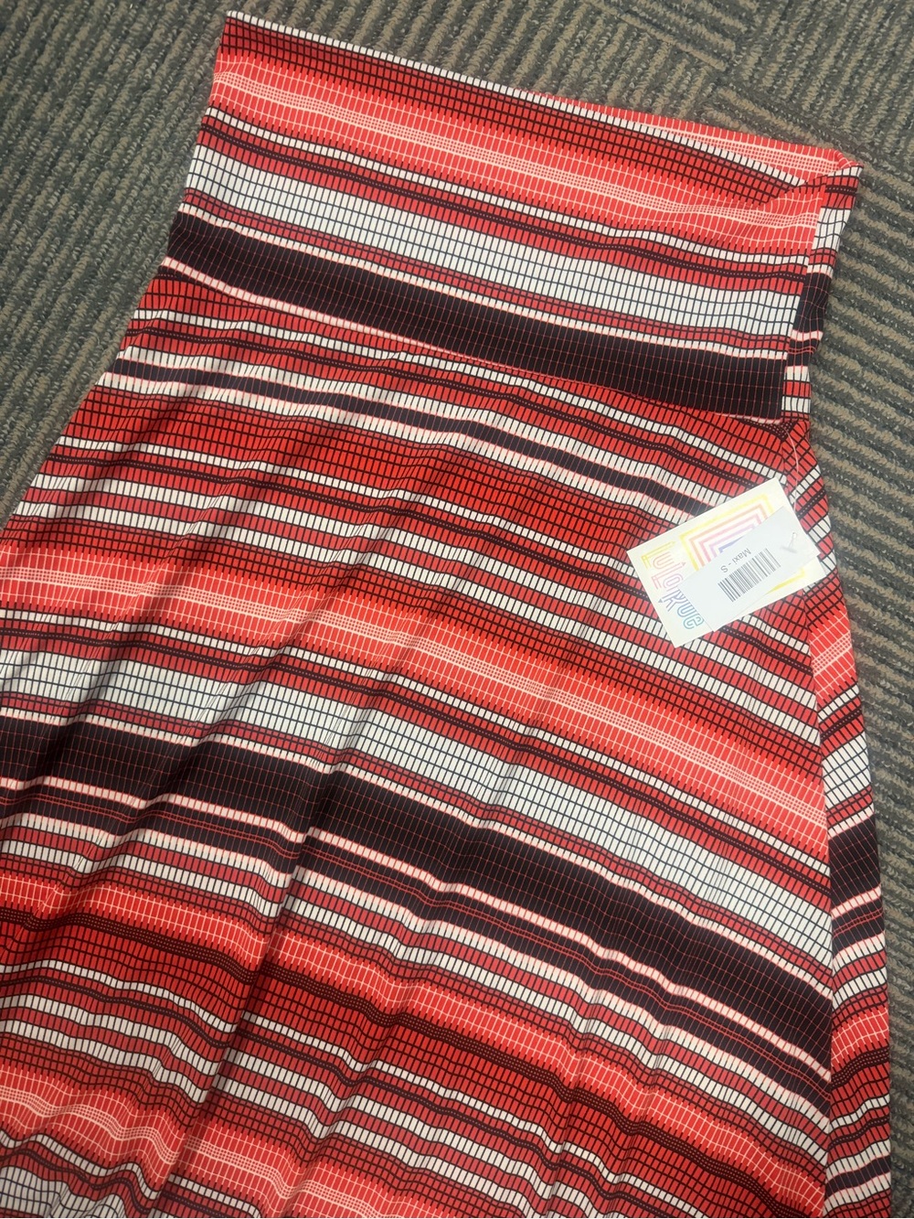 NWT LuLaRoe Maxi Red and Black Striped Skirt Sz Small